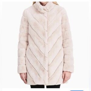 Calvin Klein chevon faux fur coat-S